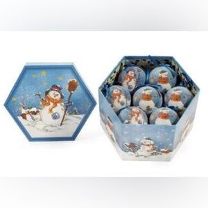 Festive Snowman Ornaments Set in Hexagonal Box